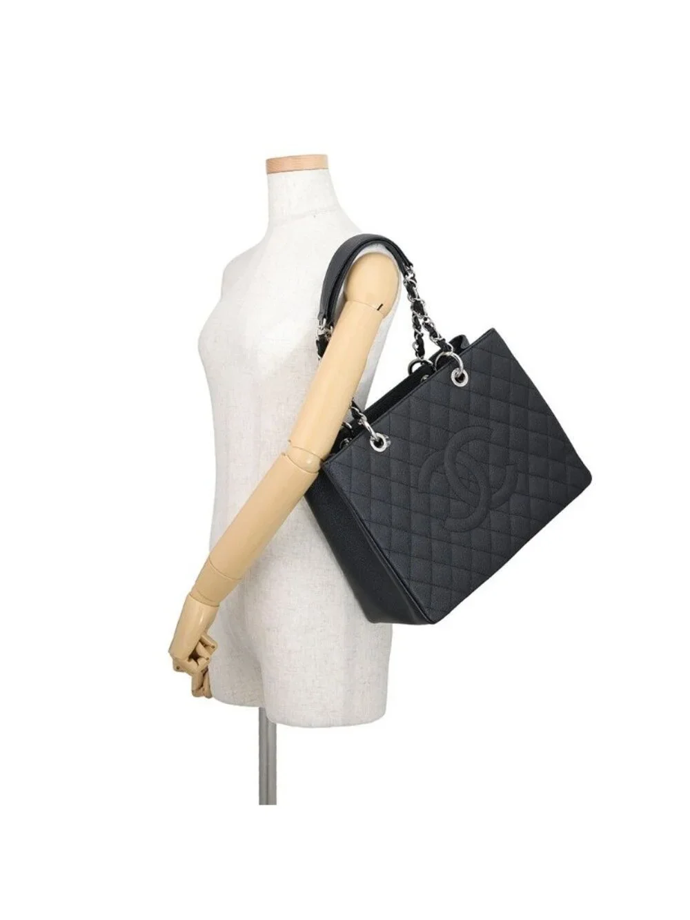 Chanel Chain Tote Bag CC Logo Quilted Grand Shopping GST Caviar Leather Shoulder